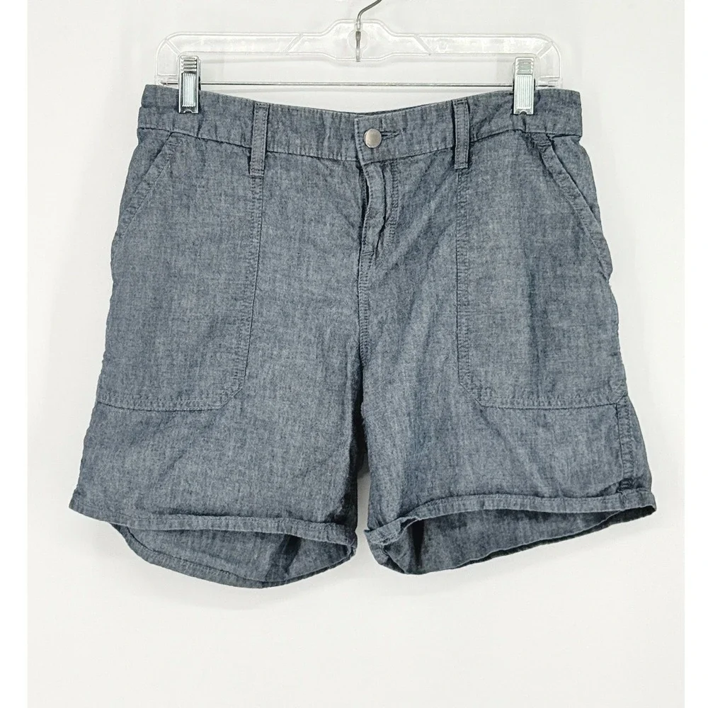 Vince Nautical Fisherman Womens Blue Chambray Cotton Shorts 29 Adjustable Coasta